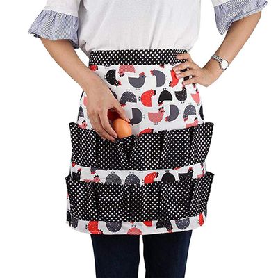 Egg Collecting & Gathering Apron Egg Holder 12 Pockets Stitching Color for Collecting Hense Eggs,Duck/Teal/Goose/Chicken Egg (C)
