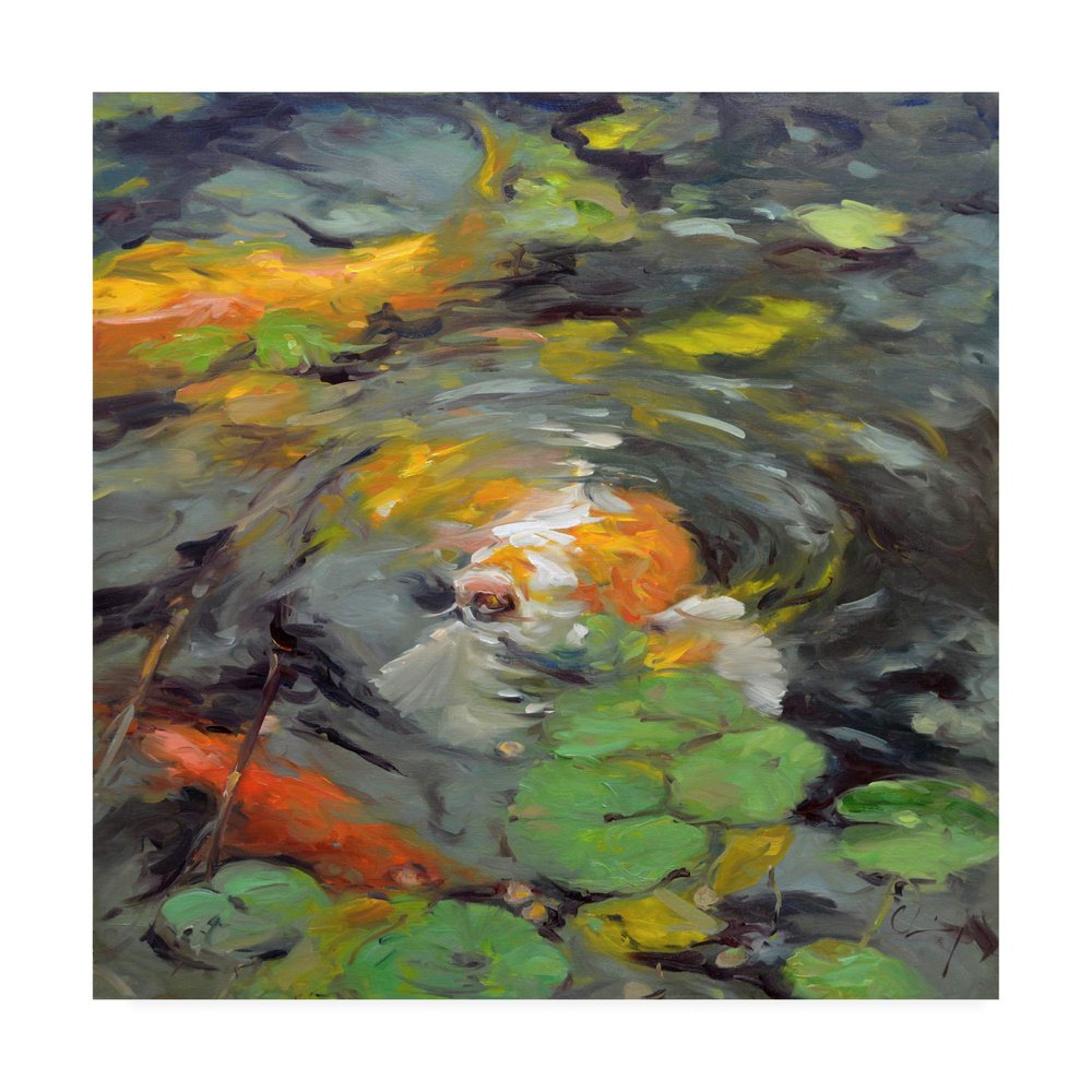Trademark Fine Art Golden Koi Swimming by Chuck Larivey, 18x18