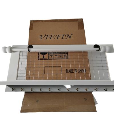 VIEFIN Rustic Jewelry Organizer Wall Mounted Jewelry Holder, Wood Earring Holder Display With Shelf And Hooks, Removable Rod For Bracelet Necklace Ring Bracelet - White