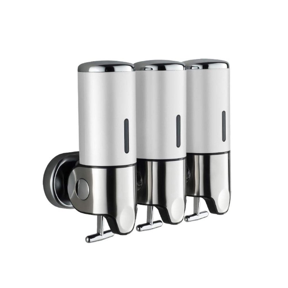 3 Bottles 500 ml Bathroom Shower Liquid Soap Shampoo Gel Dispenser Pump Wall Mounted Soap Dispenser (Color : White)