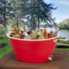 CreativeWare, Aqua Double Walled Party Tub With Drain Plug 4.375 Gl, Red view 2