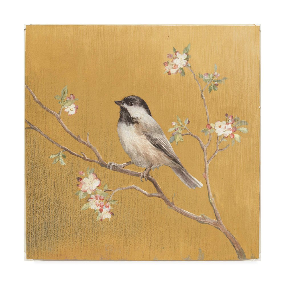 Trademark Fine Art Black Capped Chickadee on Gold by Danhui NAI, 24x24