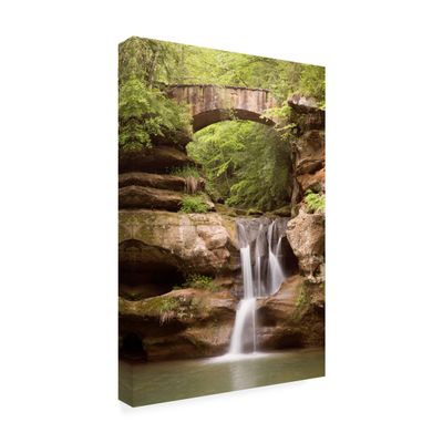 Wrapped Canvas Wall Art - Monte Nagler 'Stone Bridge Hocking Hills Ohio' Wall Art for Living Room, Bedroom, or Office Dcor - 16x24