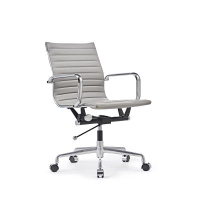 Mid Back Support with Arm Rest Office Ergonomic, Adjustable Swivel Vegan Leather Desk, Receptionist Chairs -Grey