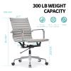 Mid Back Support with Arm Rest Office Ergonomic, Adjustable Swivel Vegan Leather Desk, Receptionist Chairs -Grey view 3