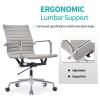Mid Back Support with Arm Rest Office Ergonomic, Adjustable Swivel Vegan Leather Desk, Receptionist Chairs -Grey view 4