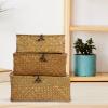 Rattan Storage Basket Makeup Organizer Multipurpose Container with Lid (S//L) view 3