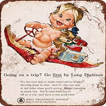 12" x 16" 1963 Bell Telephone System, diseo clsico de reproduccin de larga distancia Metal Tin Sign 30,5 x 45,7 cm