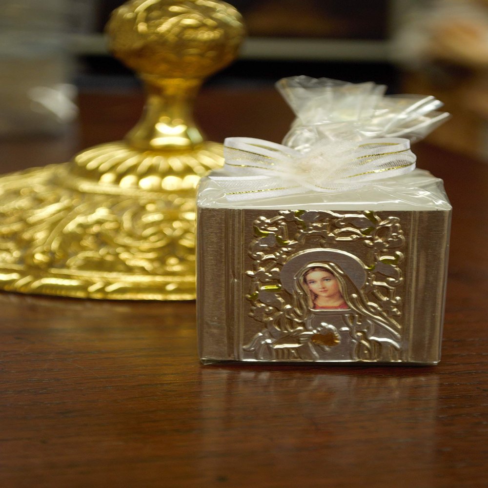 Beautiful Handmade Immaculate Heart of Mary Square Candle (2x2)