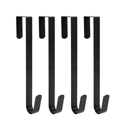 Sattiyrch 15" Wreath Hanger for Front Door,Sturdy Steel Wreath Door Hanger,Over The Door Hanger Hook (Black,4)