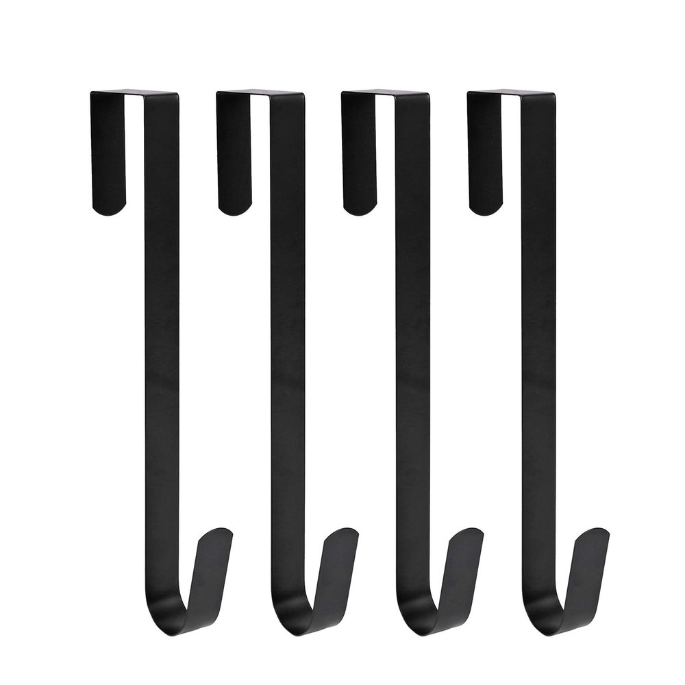 Sattiyrch 15" Wreath Hanger for Front Door,Sturdy Steel Wreath Door Hanger,Over The Door Hanger Hook (Black,4)