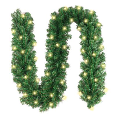 10FT Artificial Christmas Garland - Prelit Garland with 40 LED Clear Lights (Green)