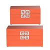 A&B Home Orange Decorative Box with Silver Accents, Set of 2 view 2