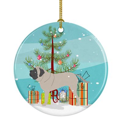 Caroline's Treasures English Mastiff Merry Christmas Tree Ceramic Ornament Christmas Tree Hanging Decorations for Home Christmas Holiday, Party, Gift, 3 in, Multicolor