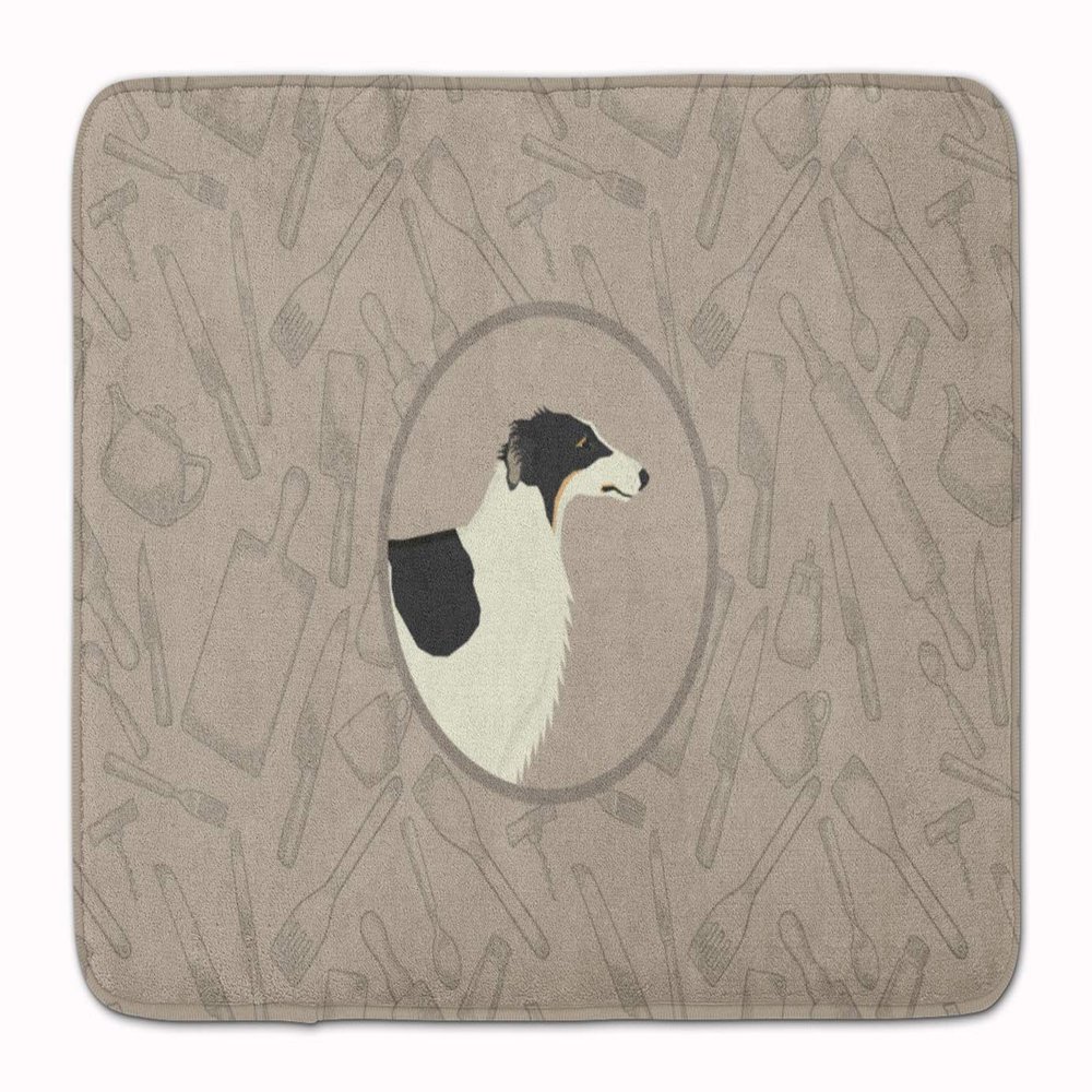 Caroline's Treasures CK2171RUG Borzoi In the Kitchen Machine Washable Memory Foam Mat, Bathroom Rug, Non-Slip Bath Mat, Durable Thick Washable Rugs for Kitchen, Bathroom Quick Dry, Decorative Artwork,