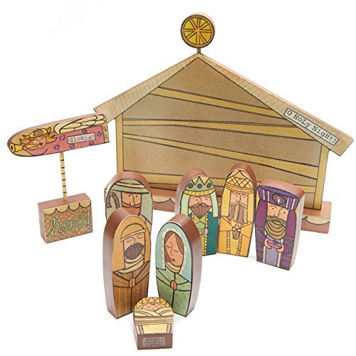 Wood Block Nativity Set