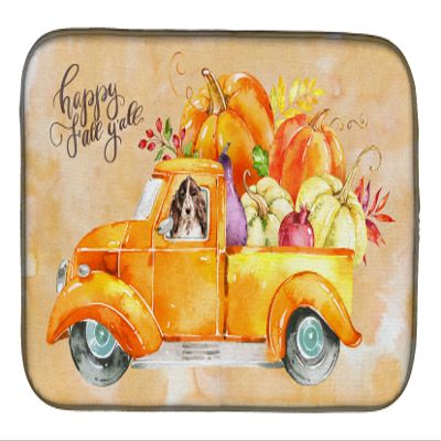 Caroline's Treasures CK2659DDM Fall Harvest Brown Parti Cocker Spaniel Dish Drying Mat Absorbent Dish Drying Mat Pad for Kitchen Counter Dish Drainer Mat for Countertop, 14 x 21", Multicolor