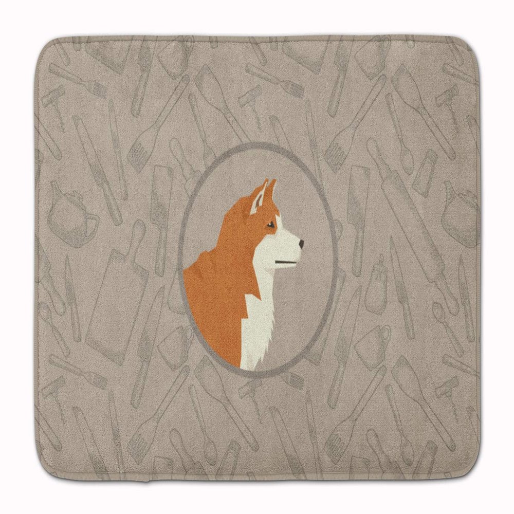 Caroline's Treasures CK2159RUG Akita in The Kitchen Machine Washable Memory Foam Mat, Bathroom Rug, Non-Slip Bath Mat, Durable Thick Washable Rugs for Kitchen, Bathroom Quick Dry, Decorative Artwork,