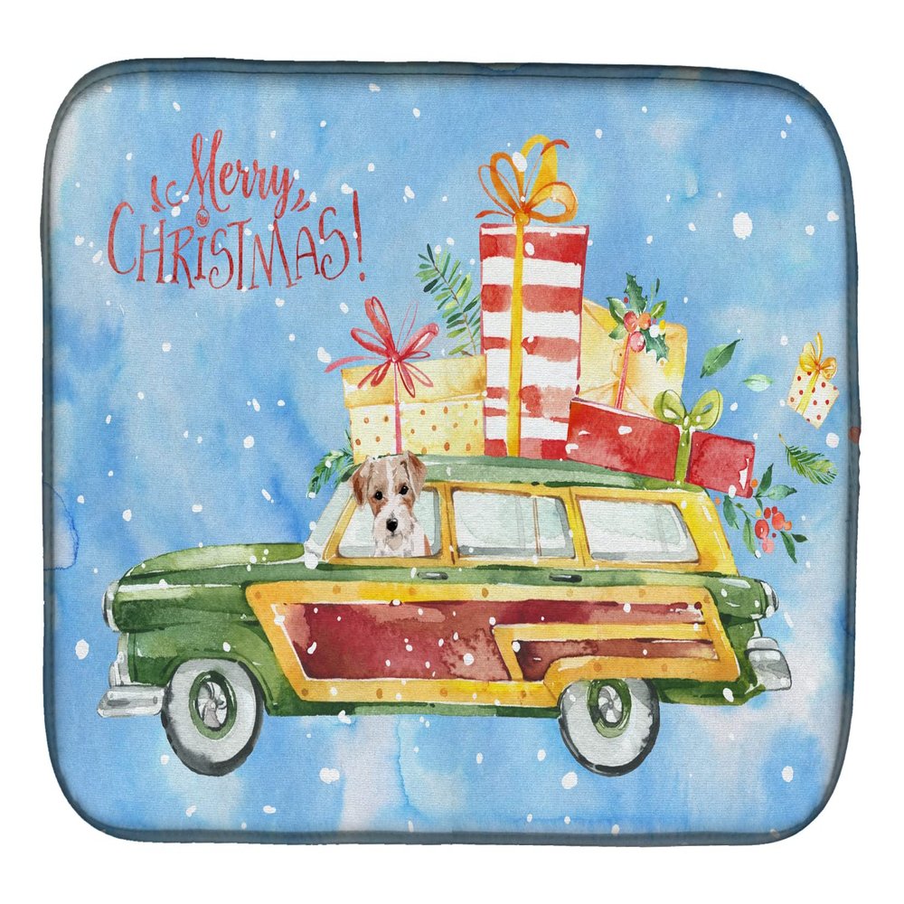 Caroline's Treasures CK2467DDM Merry Christmas Jack Russell Terrier Dish Drying Mat Absorbent Dish Drying Mat Pad for Kitchen Counter Dish Drainer Mat for Countertop, 14 x 21", Multicolor
