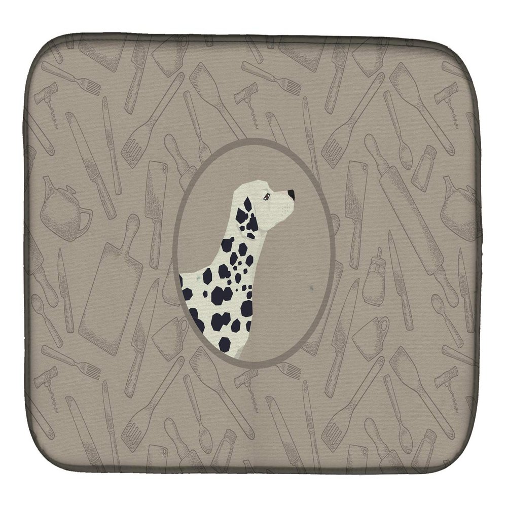 Caroline's Treasures CK2181DDM Dalmatian In the Kitchen Dish Drying Mat Absorbent Dish Drying Mat Pad for Kitchen Counter Dish Drainer Mat for Countertop, 14 x 21", Multicolor