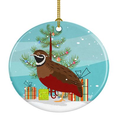 Caroline's Treasures Chinese Painted or King Quail Christmas Ceramic Ornament, Teal Christmas Tree Hanging Decorations for Home Christmas Holiday, Party, Gift, 3 in, Multicolor