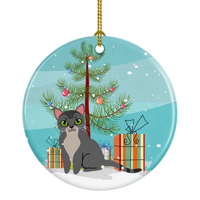Caroline's Treasures Asian Cat Merry Christmas Tree Ceramic Ornament Christmas Tree Hanging Decorations for Home Christmas Holiday, Party, Gift, 3 in, Multicolor