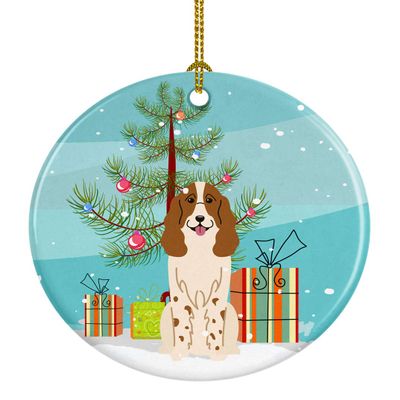Caroline's Treasures Merry Christmas Tree Russian Spaniel Ceramic Ornament Christmas Tree Hanging Decorations for Home Christmas Holiday, Party, Gift, 3 in, Multicolor