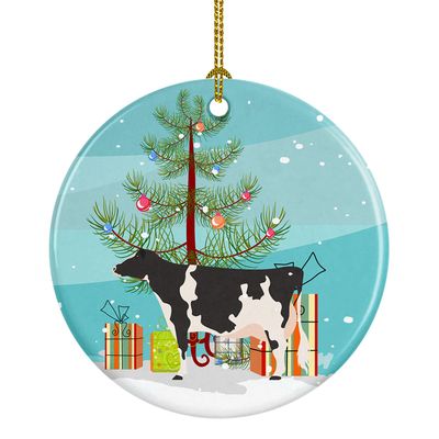 Caroline's Treasures Holstein Cow Christmas Ceramic Ornament, Teal Christmas Tree Hanging Decorations for Home Christmas Holiday, Party, Gift, 3 in, Multicolor