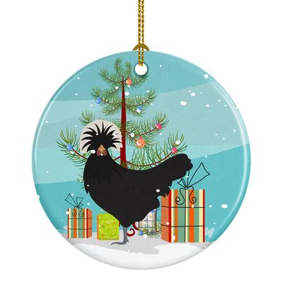 Caroline's Treasures Polish Poland Chicken Christmas Ceramic Ornament, Teal Christmas Tree Hanging Decorations for Home Christmas Holiday, Party, Gift, 3 in, Multicolor