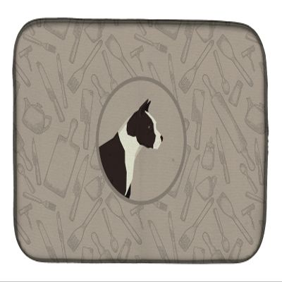Caroline's Treasures CK2162DDM American Staffordshire Terrier In the Kitchen Dish Drying Mat Absorbent Dish Drying Mat Pad for Kitchen Counter Dish Drainer Mat for Countertop, 14 x 21", Multicolor