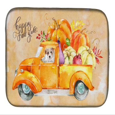 Caroline's Treasures CK2679DDM Fall Harvest Jack Russell Terrier Dish Drying Mat Absorbent Dish Drying Mat Pad for Kitchen Counter Dish Drainer Mat for Countertop, 14 x 21", Multicolor
