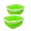 SAMMART Set of 2-7.7L (2 Gallon) Collapsible Tub - Foldable Dish Tub - Portable Washing Basin - Space Saving Plastic Washtub (2, Green) view 1