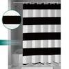 ALAGEO Nautical Stripe Design Shower Curtains Bathroom Accessories Waterproof Fabric Bath Decor Shower Curtain Set Black and White Small Stall Size 36"x72" view 4