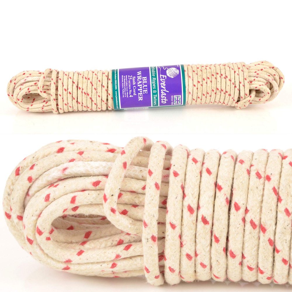 EVERLASTO REDSPOT BLUE WRAPPER WAXED SASH CORD NO.2, 6mm x 25M, Red Spot