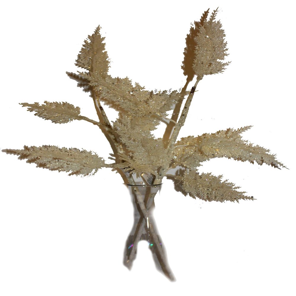 Country Silk Set of 2 16" Inch Christmas Pick, Fern Style, Delicate Decoration for the Holidays! (White)