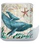 Amagical Ocean Decor Sea Shark Starfish Pattern 3 Piece Bathroom Mat Set Shower Curtain Set Non Slip Bath Mat Contour Mat Waterproof Shower Curtain with 12 Hooks view 2
