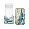 Amagical Ocean Decor Sea Shark Starfish Pattern 3 Piece Bathroom Mat Set Shower Curtain Set Non Slip Bath Mat Contour Mat Waterproof Shower Curtain with 12 Hooks view 3