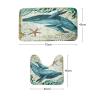 Amagical Ocean Decor Sea Shark Starfish Pattern 3 Piece Bathroom Mat Set Shower Curtain Set Non Slip Bath Mat Contour Mat Waterproof Shower Curtain with 12 Hooks view 4