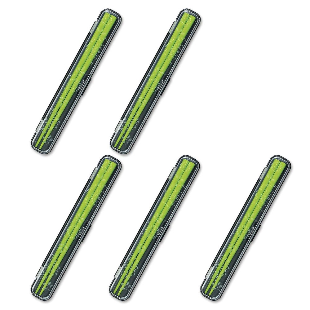 CtoC JAPAN Select CTC-097535 Chopsticks, Green, 1.2 x 7.5 x 0.6 inches (30 x 190 x 15 cm), Chopsticks 7.1 inches (180 mm), Chopsticks and Case Set, GR, Flowers, Pack of 5