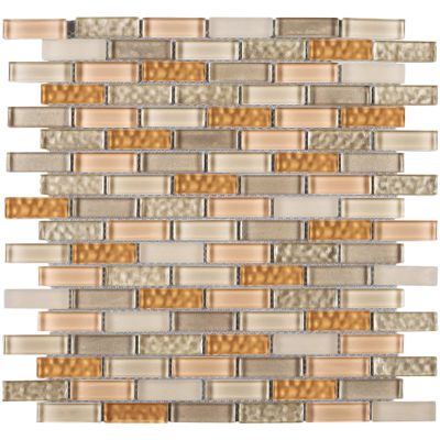 TBCDG-05 Small Random Brick Mix Beige/Orange Glass Mosaic Tile (10 Sheets)