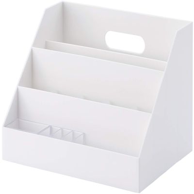 like-it MX-02 Storage Case, Organizer, Slim, Approx. W 10.2 x D 7.3 x H 7.2 inches (26 x 18.5 x 18.2 cm), All White, Opaque, Made in Japan, Tabletop Storage, Pen Holder