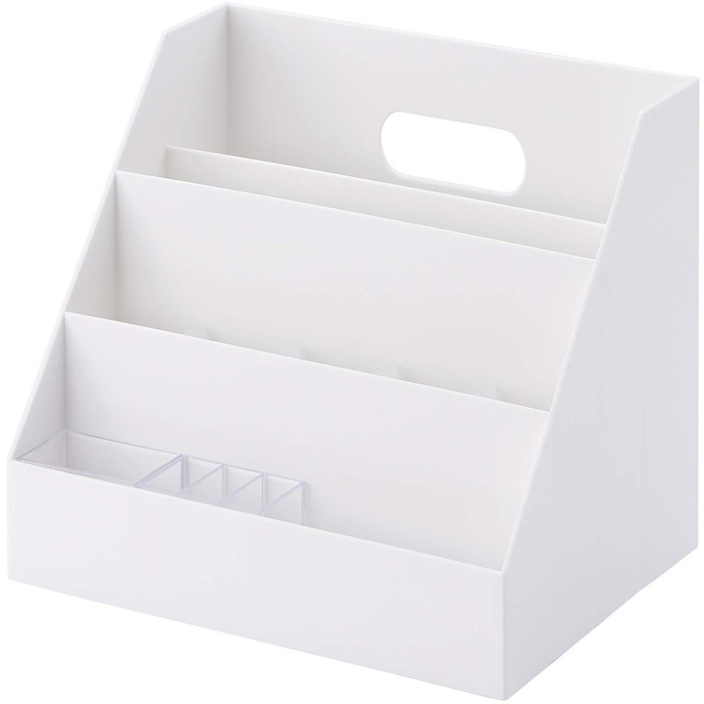 like-it MX-02 Storage Case, Organizer, Slim, Approx. W 10.2 x D 7.3 x H 7.2 inches (26 x 18.5 x 18.2 cm), All White, Opaque, Made in Japan, Tabletop Storage, Pen Holder
