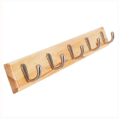 Panet Coat Rack Coat Rack Wall Hanging Wall Porch Entry Clothes Hook Living Room Solid Wood Shelf Multifunctional Bedroom Hanger (Color : Wood Color, Size : 60.5 * 6cm)