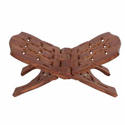 Vrindavan Bazaar Wooden Hand Carved Holy Book Stand 25 inch
