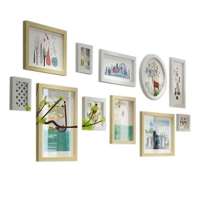 11 Pcs Picture Frames Gallery Frame Set for Wall, with Hanging Template, Glass Window and Photo Mats, 65.7 27.5inch-Collage Frames