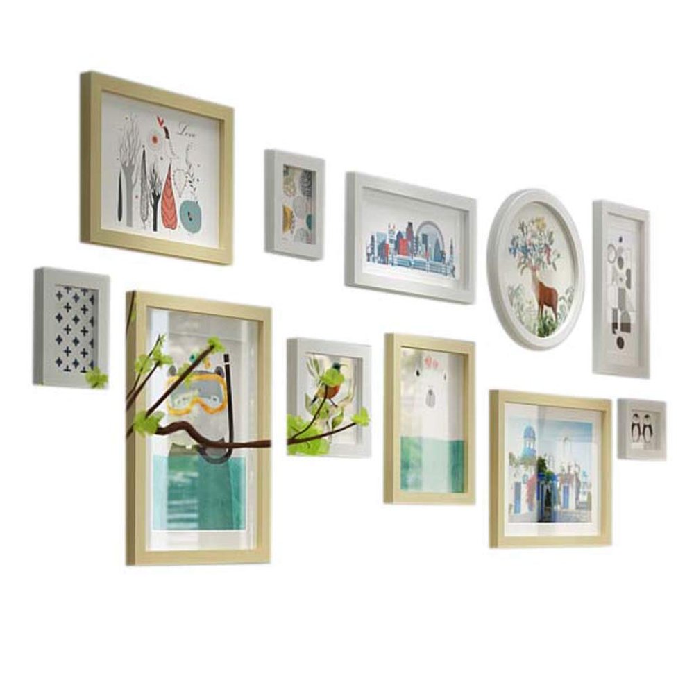 11 Pcs Picture Frames Gallery Frame Set for Wall, with Hanging Template, Glass Window and Photo Mats, 65.7 27.5inch-Collage Frames