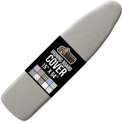 GORILLA GRIP The Original Ironing Board Cover and Pad, Silicone Coating, 400F Scorch Resistant Thick Padding, Heavy Duty Iron Covers Standard Boards, Hook and Loop Fastener Strap, Silver 15x54