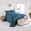 BrylaneHome Oversized Extra Wide Cotton Chenille Bedspread with Fringed Hems - King, Peacock view 1