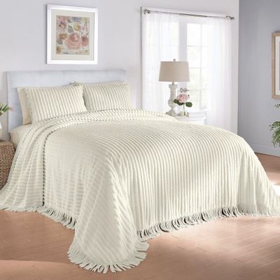 BrylaneHome Chenille Bedspread - King, Eggshell