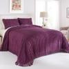 BrylaneHome Oversized Extra Wide Cotton Chenille Bedspread with Fringed Hems - Twin, Eggplant view 1